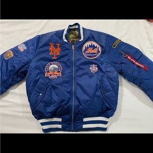 Men’s Alpha Industries Mets Reversible Bomber Jacket WORN ONCE SIZE LARGE